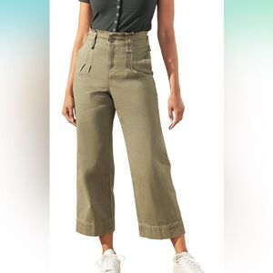 NWT Upwest pleated wide leg trouser pants olive size 8